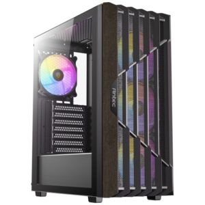 Gabinete Antec AX63 Wood ARGB, Mid Tower, Soporta ATX, M-ATX, ITX, 4xVent ARGB, Fuente No, Negro