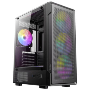Gabinete Antec VX300M ARGB, Mini Tower, Micro ATX, ITX, 4x Ventiladores ARGB 120mm, Sin Fuente, Negro