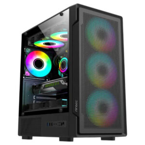 Gabinete Antec VX300M ARGB, Mini Tower, Micro ATX, ITX, 4x Ventiladores ARGB 120mm, Sin Fuente, Negro
