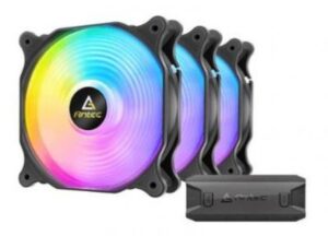 Kit de 3 Ventiladores Antec F12 RACING ARGB, 120mm, Controlador Incluido, Negro