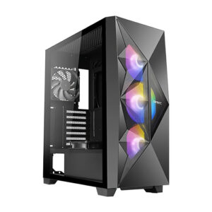 Gabinete Antec DF800 FLUX Midi-Tower, Ventana cristal, 5x Ventiladores instalados, Negro