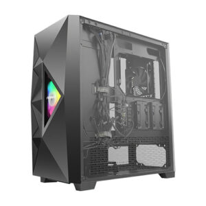 Gabinete Antec DF800 FLUX Midi-Tower, Ventana cristal, 5x Ventiladores instalados, Negro