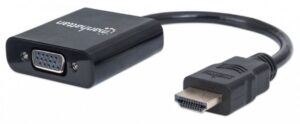 Adaptador Manhattan HDMI Macho a VGA Hembra, 22 centimetros, Color Negro