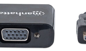 Adaptador Manhattan HDMI Macho a VGA Hembra, 22 centimetros, Color Negro