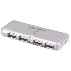 HUB Manhattan USB 2.0 de 4 puertos, 480Mbit/s, Color Gris