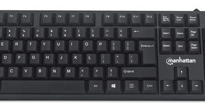 Teclado Manhattan 179324 Ingles, Alambrico, Conexion USB, 104 Teclas, Color Negro