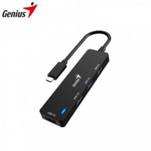 HUB Genius UH-400, 4x USB 3.0, 1x USB-C, Negro