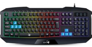 Teclado Usb Gaming Genius Scorpion K215, Retroilumindado, 10 teclas multimedia, resistente a liquidos