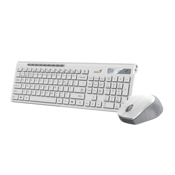 Kit Teclado y Mouse Genius SlimStar 8230, Bluetooth 5.3, 2.4 Ghz, Inalambrico, Color Blanco