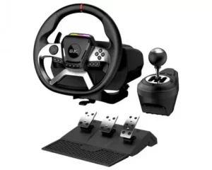 Volante Con Pedales Y palanca De 6 Velocidades Genius GX GAMING SPEED MASTER X5 FF, USB-C, PC/PS4/Xbox One, Negro