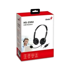 Diadema con Microfono Genius HS-230U, USB, Microfono Ajustable, Negro