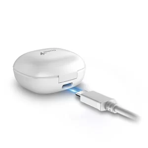 Audifonos Genius Inalambricos con microfono, Bluetooth 5.3, Touch, Estuche de Carga, Blanco