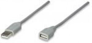 Cable USB 2.0 MANHATTAN extension A/AF 3.0mts gris