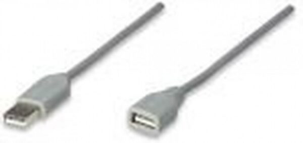 Cable USB 2.0 MANHATTAN extension A/AF 3.0mts gris