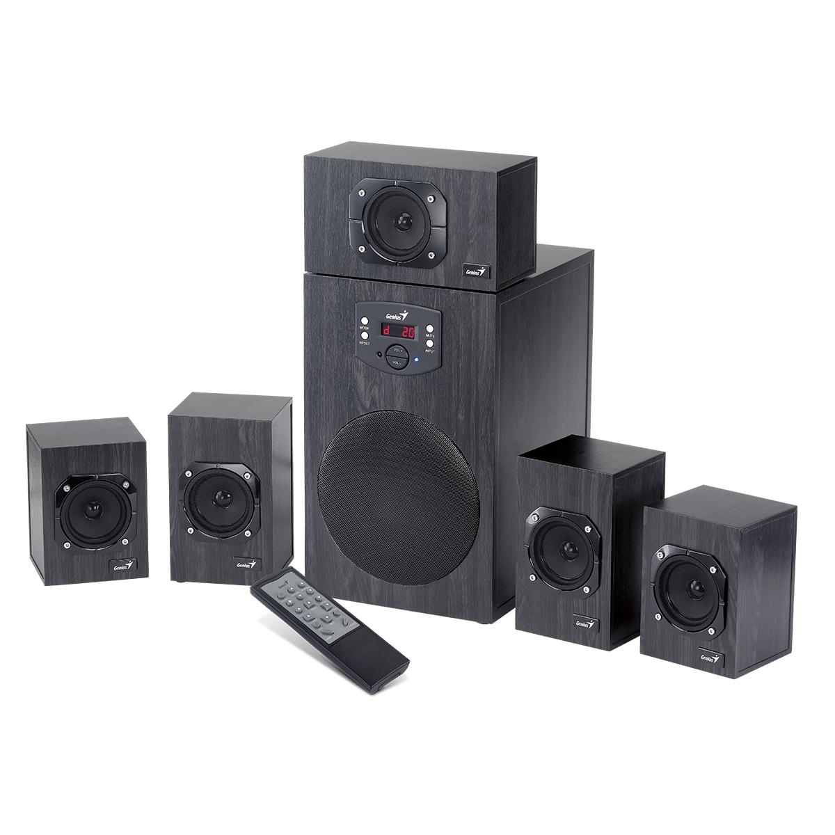 Bocinas Genius SW-HF5.1 4500 II, 125W, 6 Piezas, Sonido 5.1, Acabado Tipo Madera Negro
