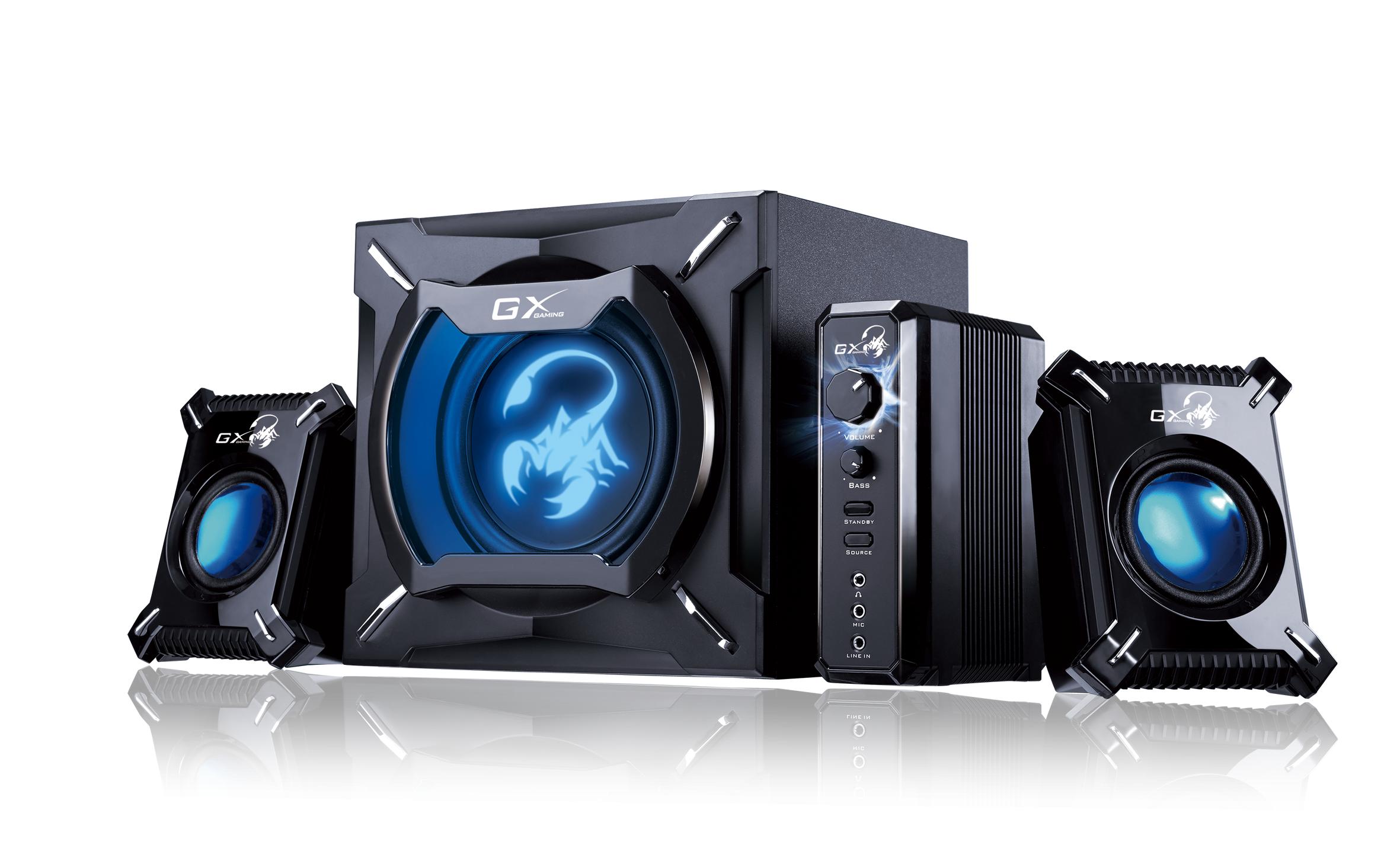 Bocinas Genius GX GAMING SW-G2.1 2000 II con Subwoofer , PC/TV, Controlador de sonido, LED Azul, Negro