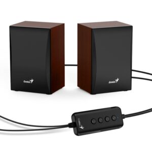 Bocinas Genius SP-HF380BT, 3W, Bluetooth 5.0, Acabado Madera