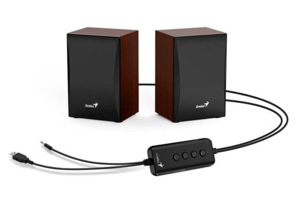 Bocinas Genius SP-HF380BT, 3W, Bluetooth 5.0, Acabado Madera