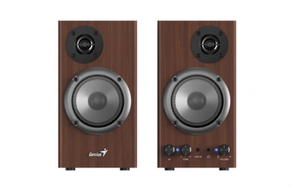 Bocinas Genius SP-HF500B, 3.5mm, adaptador Plug 3.5mm a Usb Tipo-c, 3D SURROUND, Madera - Image 2