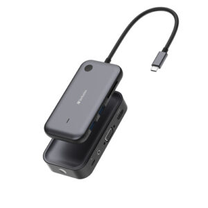 Adaptador de video inalambrico y HUB Verbatim, USB-C, HDMI/VGA 1080P, Audio, 2XUSB 3.2, micro SD/SD, GRIS