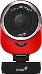 Camara Web Genius QCam 6000, Full HD, 1080P, Audio/Microfono, Rotacion 360/180, Negro, Rojo