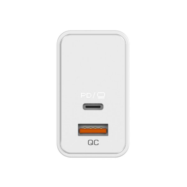 Cargador Genius 65W 2 puertos (USB tipo-C y USB tipo-A), blanco