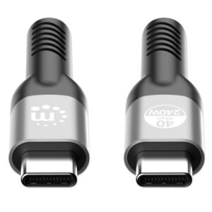 Cable Manhattan USB Tipo C Thunderbolt 4, Transferencia de Datos 40000 Mbit/s, 1 metro, Color Negro