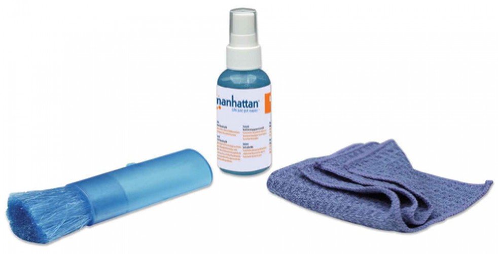 Kit de Limpieza para LCD Manhattan, Solucion de limpieza 60ML, Pano Limpiador, Cepillo de 14cm