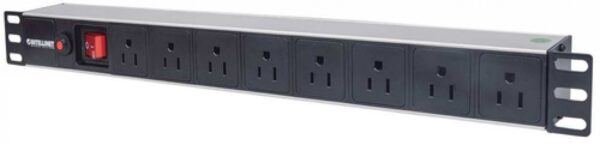 Barra multicontactos Intellinet (PDU), para montaje en 1U de rack 19Pulg., 8 contactos, aluminio, negro