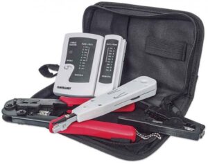 kit Intellinet de 4 herramientas para red, Probador de cable, Ponchadora, Pinza Crimpadora y Pelador de cable