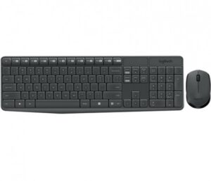 Kit Teclado y Raton Logitech MK235, Inalambrico, Teclado Multimedia, Color Negro/Gris