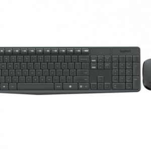 Kit Teclado y Raton Logitech MK235, Inalambrico, Teclado Multimedia, Color Negro/Gris