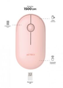 Mouse Acteck Optimize Edge MI460, Inalambrico, 1500 DPI, USB-A, Rosa