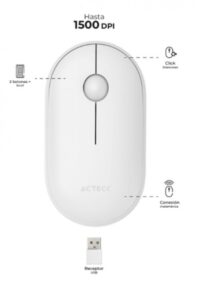 Mouse Acteck Optimize Edge MI460, Inalambrico, 1500 DPI, USB-A, Blanco