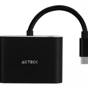 Adaptador Acteck USB tipo-C a HDMI/VGA Hembra, Negro