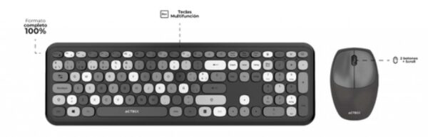 Kit Teclado y Mouse Acteck Creator Chic Colors MK475 Inalambrico, USB, Negro