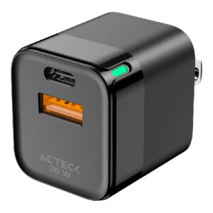 Cargador Acteck Energon Prime, 1x USB-A, 1x USB-C, 20W