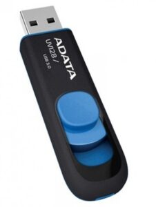 MEMORIA USB ADATA UV128 64GB USB 3.0, RETRACTIL, NEGRO/AZUL