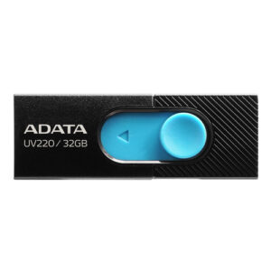 Memoria USB Adata AUV220, 32GB, Color Negro-Azul, Retractil