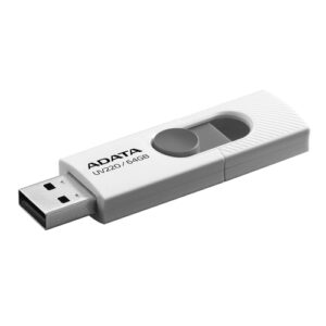 Memoria Usb ADATA UV220 64GB, 2.0, Factor de forma Deslizar, Color Gris/Blanco