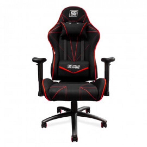 SILLA GAMING VORAGO START THE GAME CGC500-RD, TELA, RECLINABLE, NEGRO/ROJO