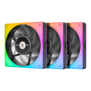 Kit 3 Ventiladores Thermaltake TOUGHFAN, presion estatica, 2000 RPM, RGB, Controlador, 3 pzas