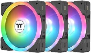 Kit 3 Ventiladores Thermaltake SWAFAN EX12, ARGB, Conexion magnetica, Aspas reversibles, Negro