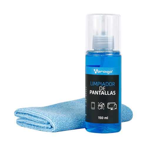 LIMPIADOR DE PANTALLAS VORAGO ANTIESTATICO 150ML ATOMIZADOR INCLUYE MICROFIBRA 30X30
