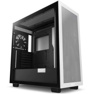 Gabinete NZXT H7 Flow Midi Tower con ventana, 2x Ventiladores, Sin Fuente, Blanco