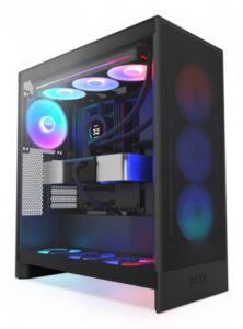 Gabinete NZXT H7 Flow Midi Tower con ventana, 3x Ventiladores 120mm RGB, S/fuente, Negro