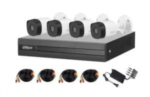 Kit de Vigilancia Dahua CCTV, DVR 4 Canales, 4 Camaras Bala, 2MP, Con accesorios