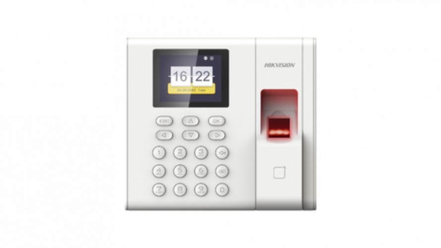 Control de Acceso Hikvision Lector de huella, 1000 usuarios, Lector de tarjeta, Pantalla 2.4 pulgadas, Blanco