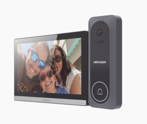 Kit Videoportero Hikvision hibrido, Touch, Wi-Fi, Altavoz, Apertura de Puerta