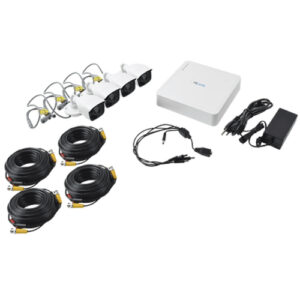 Kit de Vigilancia Hilook CCTV, DVR 4 Canales, 4 Camaras Bala, 1MP, IP66, Con accesorios